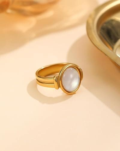 YeGieonr Gold Rings for Women Trendy Non Tarnish Chunky Gold Plated Ring, Waterproof Stainless Steel Gold Jewelry Gift thumbnail 3