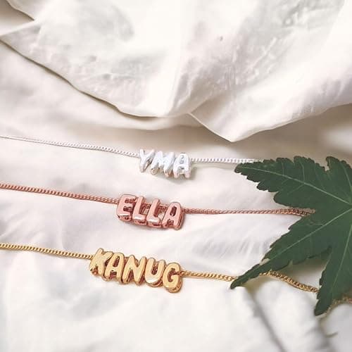 YOUNIFLARE Personalized Bubble Letter Name Necklace for Women in Gold-Plated Brass, Custom Handcrafted Keepsake Jewelry Gift for Birthdays and Anniversaries with Timeless Elegant Style thumbnail 3