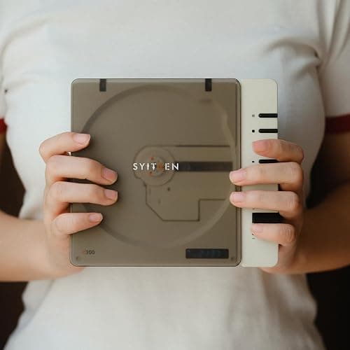 syitren R300 CD Player Bluetooth Portable Desktop Retro CD Player for Home Fiber Output No Built-in Speaker White Gift (White) thumbnail 7