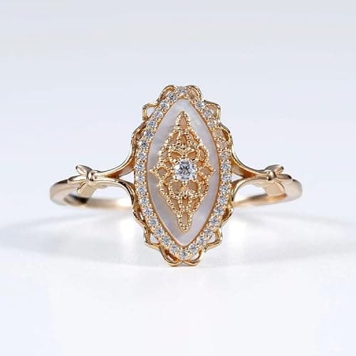 JASXEYO Simple Wave Lace Ring Women's Personalized Vintage Court Style Ring, Gold Rings for Women，Promise Rings for Her thumbnail 5