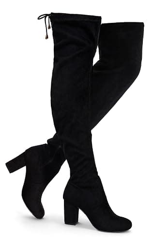 Vepose Women's Over The Knee High Boots Suede Thigh High Boot 3 Inch Chunky Heels Zipper Adjustable Opening Shoes - Image 1