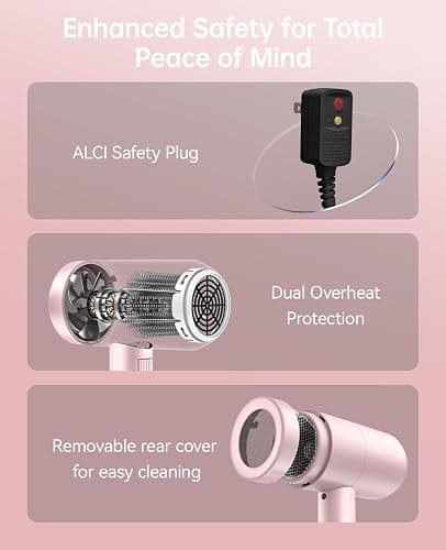 Hair Dryer with Diffuser, CONFU Hair Dryers for Women, Blow Dryers for Men, Hairdryer with Diffuser Attachment, Portable Lightweight Fast Drying Negative Ion Hairdryer for Home thumbnail 6