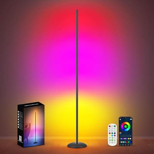 Vexinat LED Corner Floor Lamp, RGB LED Corner Lamp with App & Remote, Smart Floor Lamp with 16 Million Colors, Music Sync, Scene Modes, Color Changing Standing Lamps for Living Room, Bedroom - Image 1