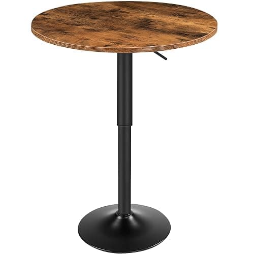 HOOBRO Bar Table, Height-Adjustable Round Pub Table 27-35.4 Inches with Sturdy Base, Modern Style, Easy to Assemble, Suitable for Small Space, Rustic and Black BF58BT01G1 - Image 1