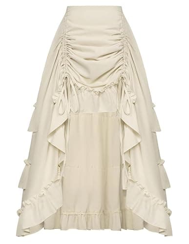 SCARLET DARKNESS Women's 2026 Summer Skirt Gothic Steampunk Skirt Renaissance High-Low Bustle Skirt - Image 1