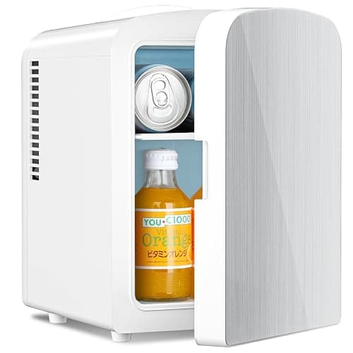 Antarctic Star Compact Refrigerator, Portable Mini Fridge, Skin Care 4L Capacity/6 Cans, for Bedroom, Car, Office & Dorm, Small Cooler for Cosmetics, Magnetic Brushed Stainless Steel Door, White - Image 1