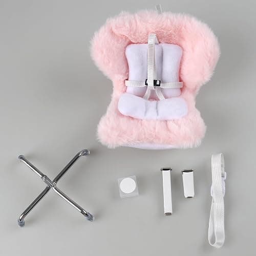 Doll Car Seat Compatible with Labubu, Chair for 3–8 inch Dolls - Adjustable Safety Strap, Air Vent Clip & Desktop Stand, Soft Cushion, Cute Car Ornament Gift for Collectors & Fans (Pink) thumbnail 3