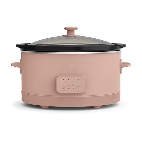 bella 6.0 Qt Programmable Slow Cooker, EverGood™ Ceramic Nonstick Coating, Adjustable Temperature & Cooking Times, Dishwasher Safe Stoneware Pot & Tempered Glass Lid, Tangle Free Cord Wrap, Blossom - Blossom