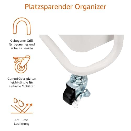 Amazon Basics Werkzeug- oder Küchenrollwagen, 3 Ebenen, Weiß thumbnail 4