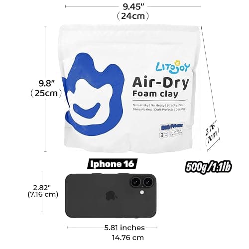LitoJoy Yellow Air Dry Foam Clay 1.1lbs/500g, Soft & Easy to Mold | Soft, lightweight, non-sticky and stretchy; easy to mold for family crafts, slime, cosplay props, school art and home decor. thumbnail 3