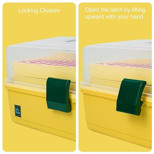 Creahaus 13 inch Art Craft Organizer Storage Box with 3 Layer, Multipurpose Plastic Tool Box with Handle for Sewing, Art Supply, Medicine, Nail, Hair Accessories (Yellow) thumbnail 5