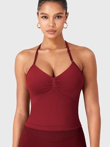 YEOREO scarlet red backless tank top thumbnail 4