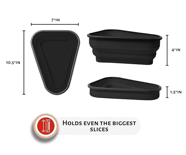 PIZZA PACK The Perfect Reusable Pizza Storage Container with 5 Microwavable Serving Trays - BPA-Free Adjustable Pizza Slice Container to Organize & Save Space, 2 Pack, Black thumbnail 3