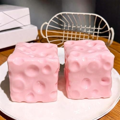 Pink Cheese Squishy, Squeeze Soft Cheese Luck Squishy Skin Slow Rising Sensory Stress & Anxiety Relief Fidget for Adults Gift Novelty Anxiety Calming Desk Party Favors (Cheese-Pink) thumbnail 5