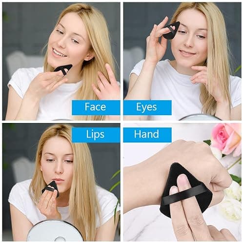 Ainiv Dreieck Makeup Puderquaste, 4 Stück Gesicht Schwämmchen Powder Puff, Waschbar Wiederverwendbar Makeup Sponge, Nass Trocken Make up Werkzeug für Loses Puder oder Foundation Rouge thumbnail 7