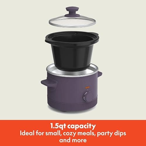 bella 1.5 Qt Slow Cooker with 3 Heat Manual Control, Ceramic Nonstick Coating, Dishwasher Safe Stoneware Pot and Tempered Glass Lid, Tangle Free Cord Wrap & Cool Touch Handles, Plum thumbnail 4