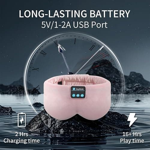 Joythink Sleep Headphones Bluetooth Sleep Mask Silk Kids Children Headband Earphones Bluetooth Eye Mask for Sleeping On Side Blackout Soft Sleep Earphones Music Eye Cover thumbnail 6