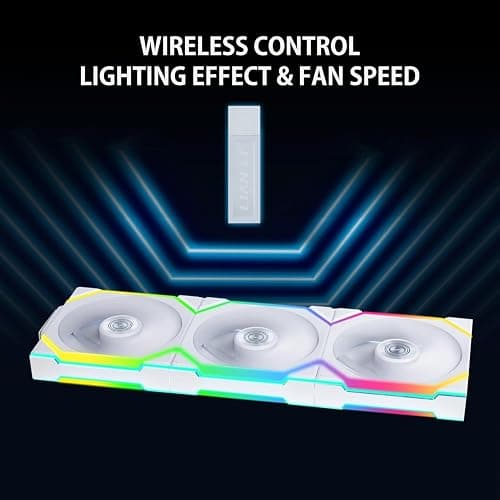 Lian Li UNI Fan SL Wireless 120mm ARGB Fan - Triple Pack - 2.4 GHz Wireless Signal for RGB & Fans Control - Customizable Lighting Effects - Controller Included & Required - White (12SL1W3W) thumbnail 4