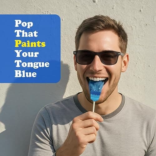 Vero Pintazul Lollipops - Individually Wrapped Mexican Candy That Colors Your Tongue Blue - Strawberry and Raspberry Flavor - 40 Pack (19.75 oz) thumbnail 2