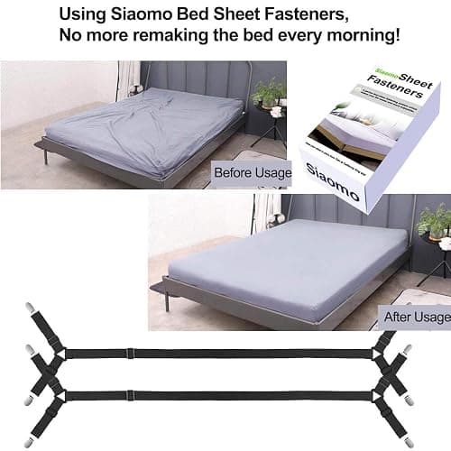 Bed Sheet Holder Straps - Sheet Straps Adjustable Bed Sheet Clips Fasteners Keep Sheets Stays in Place,2Pcs/Set Black - Black 2pcs Set thumbnail 2