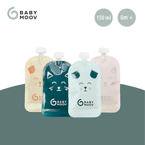 Babymoov 20 Gourdes Réutilisables pour Bébé et Enfant, Contenance 150ml, en Plastique Recyclé, sans BPA, 100% Hermétiques, Surface Réinscriptible thumbnail 4