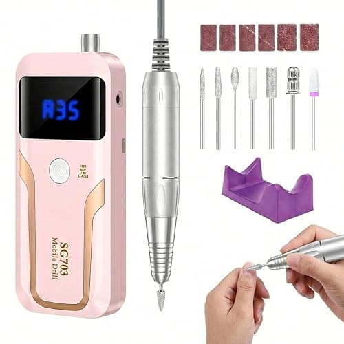 Electric Nail Drill, DELIFO Portable Nail Drill Professional 35000 RPM Nail File Machine Rechargeable Pedicure Acrylic Nails Polishing Tools with Bits LED Display for Home Salon Manicure - Image 1