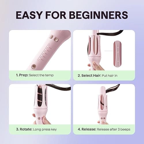 Wavytalk Automatic Curling Iron, Automatic Hair Curler for Shiny & Effortless Curls, Dual Voltage Curling Iron & Lightweight for Travel （1.25 Inch, Pink） thumbnail 5