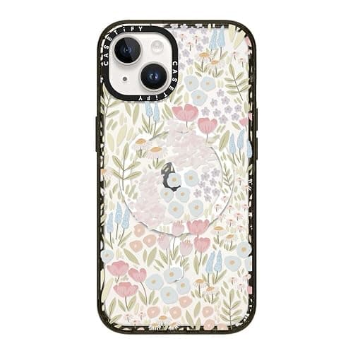 CASETiFY Impact iPhone 14 Case [4X Military Grade Drop Tested / 8.2ft Drop Protection/Compatible with Magsafe] - Eleanor by Ivory Paper Co - Clear Black - Image 1