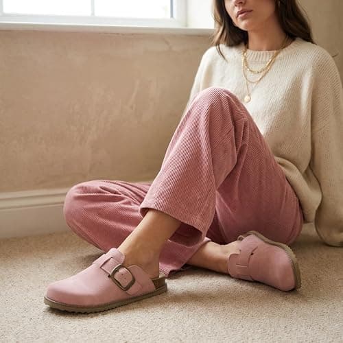 CUSHIONAIRE Women's Blain Genuine Suede Slip-On Clogs with + Memory Foam & Chic Buckle Mule - Comfortable, Non-Slip, Wide Widths Available thumbnail 7