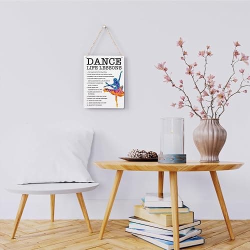 Dance Life Lessons Wood Sign Inspirational Ballet Wall Decor Art, Motivational Ballet Quotes Wall Art Decor Signs for Home Office Bedroom Dance Room Decoration, Senior Ballet Dancer Gifts, 8x10 Inches thumbnail 2