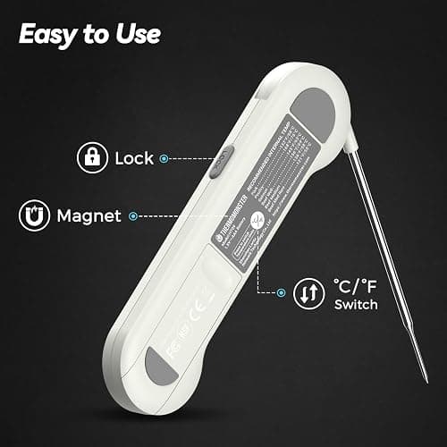 0.5 Sec Instant Read Meat Thermometer Digital with ±0.5℉ Precision, Food Thermometer for Cooking Kitchen Gadgets, Oven Grill Candy BBQ Essentials Accessories, Gifts for Him Dad Men Birthday, White thumbnail 7