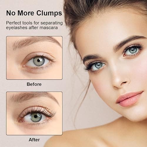 URAQT Wimpernkamm, Rostfreier Stahl Zähne Wimpernbürste, Schwarz Wimpern Separator für Frauen, Tragbare Wimpern Make Up Comb Sind Entworfen Mascara für Werkzeug Wimpern Kamm thumbnail 3