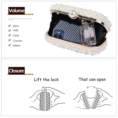 YYIHER Women's Evening Handbags Pearl Clutch Purse Beaded bag Bridal Clutch wedding Purse - Pearl Clutch thumbnail 3