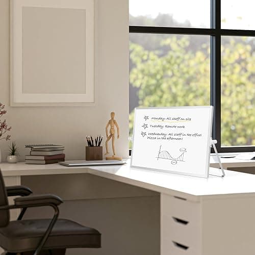 AMUSIGHT Dry Erase Magnetic White Board, 16" x 12" Double-Sided Desktop Whiteboard with Stand, Portable Small Whiteboard Set for Drawing, Office, Home thumbnail 6