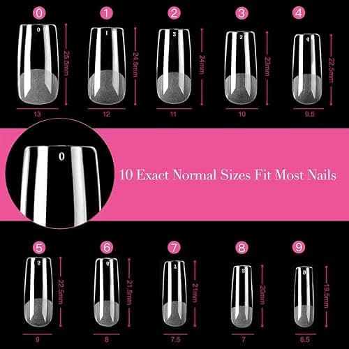 UNA GELLA Square Fake Nails 504pcs Square Gel Nail Tips Clear Press on Nails Pre-shape for Full Cover Square Nails French False Nails For Nail Extension Nail Art Home DIY 12 Sizes False Gelly Tips thumbnail 6