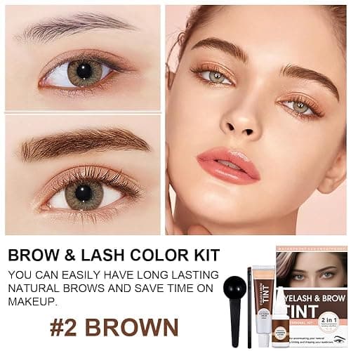 Lash and Brow Color Kit, 2 in 1 Eyelash and Eyebrow Color Set, Professional Lash and Brow Lift Kit with Natural Effects for Home Salon and Beginners, Waterproof, Lasting for 4-6 Weeks (#2, Brow) thumbnail 2