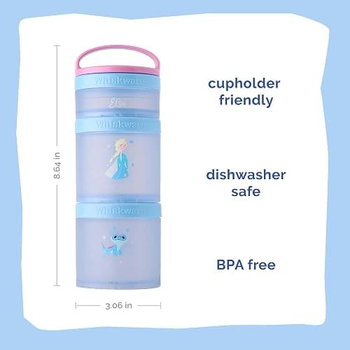Whiskware Disney Princess Frozen, Stackable Snack Containers for Kids, 3 Stackable Snack Cups for School or Travel, Formula and Cupholder Friendly, Elsa and Bruni thumbnail 3