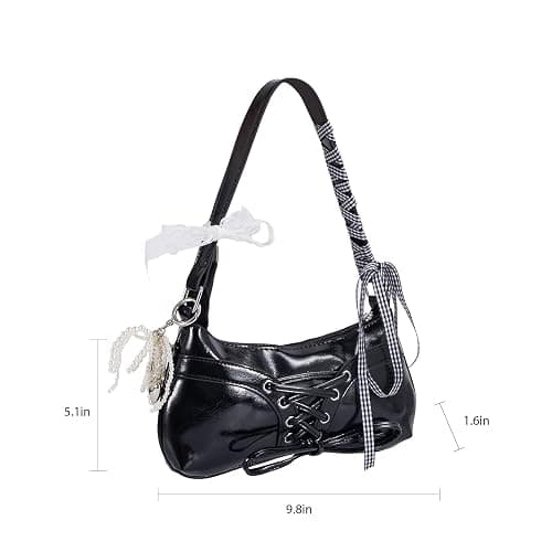 MJFSGYO Cute Y2k Purse for kids , Star Embroidery Pattern with Chain Strap Shoulder Bag, Goth Style Cute Mini Purse thumbnail 2