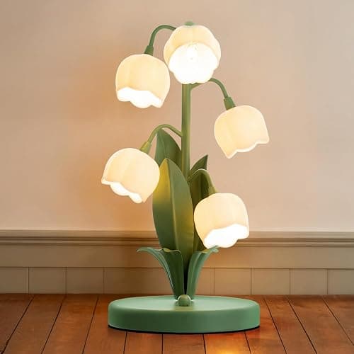 WERFOP Lily of The Valley Lamp, Green Flower Lamp for Home, 3 Color Adjustable Cute Bedside Night Light for Bedroom Dorm Living Room Office Home Decor (Green)​​ - Image 1