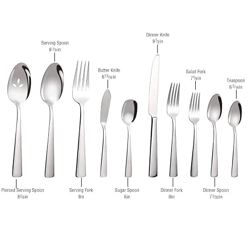 45-Piece Flatware Sets, Silverware Set for 8, Durable Stainless Steel Tableware in Ergonomic Design Size and Weight, Kitchen Utensils Set with Steak Knives, Rust-proof, Dishwasher Safe thumbnail 6