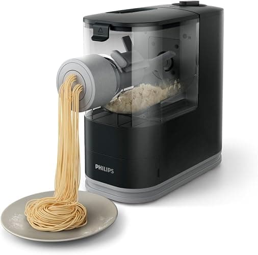 Philips Kitchen Appliances Compact Pasta and Noodle Maker, Viva Collection, Comes with 3 Default Classic Pasta Shaping Discs, Fully Automatic, Recipe Book, Small, Black (HR2371/05) thumbnail 8