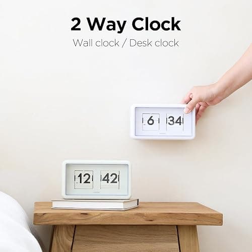 Mooas - Retro Flip Desk Clock, Automatic Spin, Classic Style, AM/PM, Home Decor, Ideal for Home, Office, Cream, 17.5cm x 7cm | Retro Design Auto Flip, Automatic Turning Vintage Flip, AM/PM, Home Decor Ideal for Home Office Living Room Hotel Café thumbnail 6