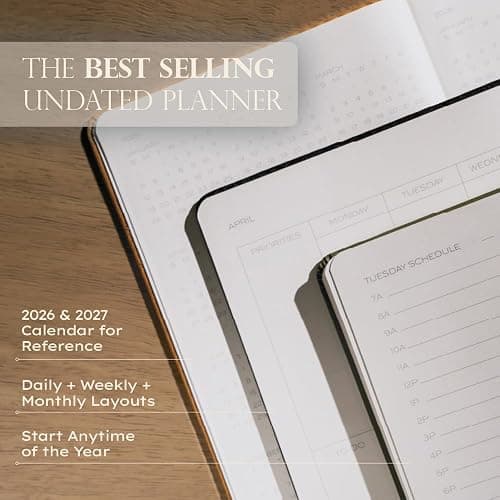 Anecdote Daily Planner w 2026-2027 Calendar, Start Anytime 26 Weeks Undated | 1 Page per Day | 8.5" x 5.2" | Hardcover To-Do List Organizer, Plan Your Success, Achieve Productivity Goals thumbnail 5