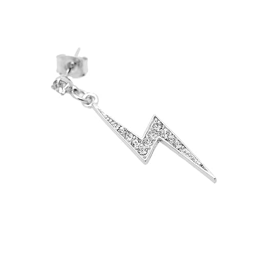 Spinningdaisy Silver Plated Crystal Lightning Bolt Earrings thumbnail 2