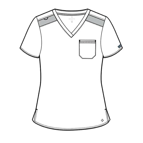 Med Couture Women's V-Neck Scrub Top, Modern Fit Tuck-in Top with Stretchy Rib-Knit Shoulders and Chest Pocket - MC7448 thumbnail 6