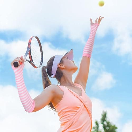 Syhood 2 Pairs Halloween Christmas Punk Gothic Rock Long Arm Warmers Knit Fingerless Gloves Thumb Hole Stretchy Women Stripe thumbnail 4
