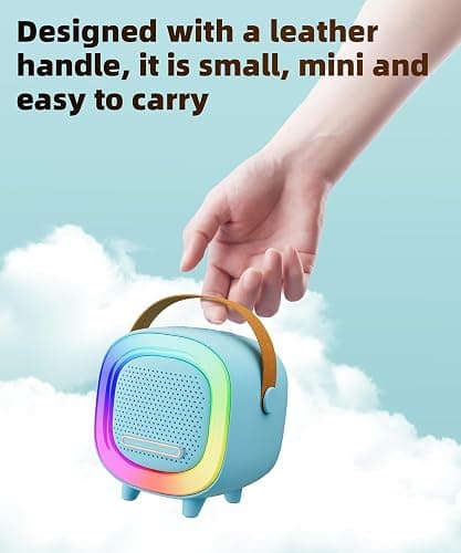 Mini Karaoke Machine Speaker for Kids Adults, Portable Bluetooth with 2 Wireless Microphones, Children's Day Birthday Gift Ideas for Toys for Teens Boys and Girls Aged 4, 5, 6, 7, 8, 9, 10, 11, 12+ thumbnail 7