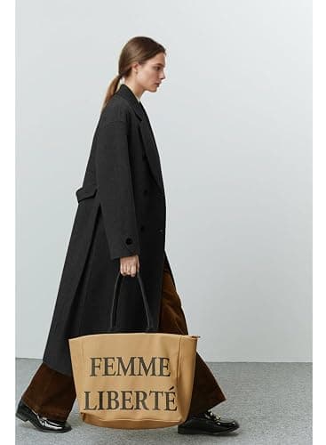 Peaceglad Womens Pea Coats Fall Long Trench Coat Double Breasted Button Down Lapel Belted Peacoat thumbnail 5