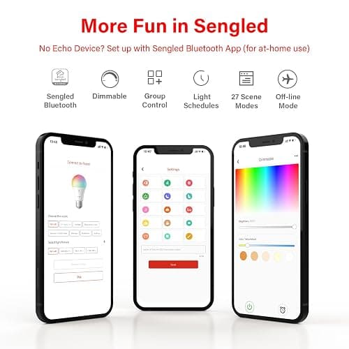 Sengled Smart Light Bulbs, Color Changing Alexa/Bluetooth Mesh, Dimmable LED Bulb A19 E26 Multicolor, High CRI, High Brightness, 8.7W 800LM, 1Pack thumbnail 7