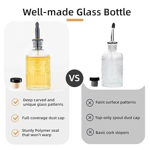 CALFATHN Simple Syrup Bottles Set of 2, Glass Coffee Syrup Dispenser Bottles 7 OZ With Metal Pour Spout, Labels and Stopper, Glass Syrup Dispenser for Maple Honey Syrup Oil and Sauces, LC002 thumbnail 6
